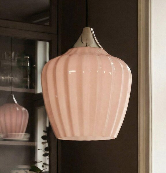 PR Home Visoka svetilka Amalfi, oranžna, premer 25 cm, steklo, E27, vtič, Oranžna, Dnevna soba / jedilnica, Steklo, Skandinavski