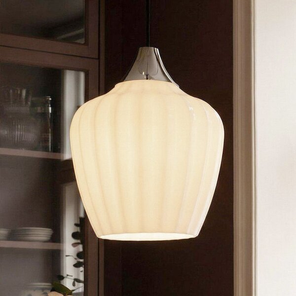 PR Home Obesna svetilka Amalfi, opalno bela, Ø 25 cm, steklo, E27, vtič, Bela, Dnevna soba / jedilnica, Steklo, Skandinavski