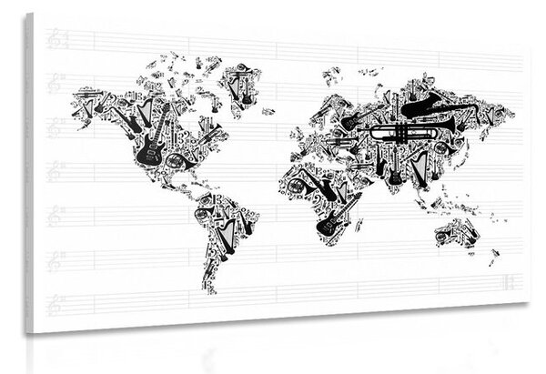 Slika glasbeni zemljevid sveta v inverzni različici