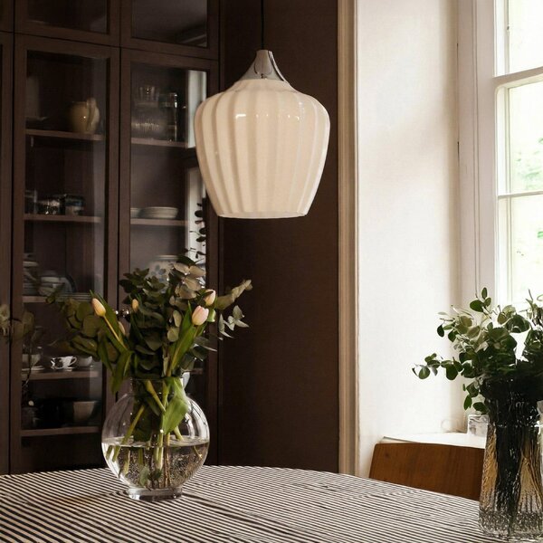 PR Home Obesna svetilka Amalfi, opalno bela, Ø 25 cm, steklo, E27, vtič, Bela, Dnevna soba / jedilnica, Steklo, Skandinavski