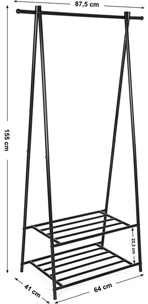 Stojalo za oblačila, s polico za shranjevanje, črna | SONGMICS