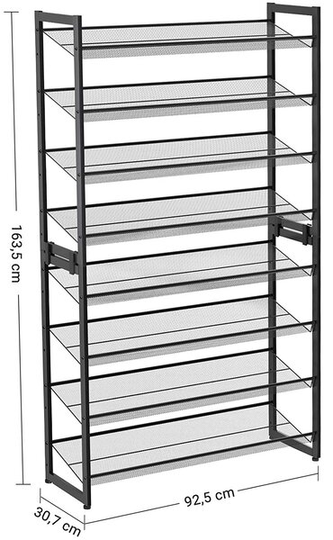 8-nadstropno kovinsko stojalo za čevlje, 2 zložljiva 4-nadstropna organizatorja za čevlje | SONGMICS