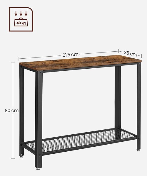 Konzolna miza v slogu Moden 101,5 x 80 x 35 cm, rjavo-črna | VASAGLE