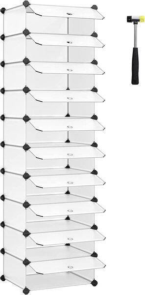 Stojalo za čevlje, plastična škatla za čevlje, z 10 predelki, vsak predelek 40 x 30 x 17 cm | SONGMICS