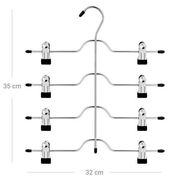 Kovinski obešalnik za hlače v 4 nivojih, ki prihrani prostor, 32 cm, srebrna in črna | SONGMICS