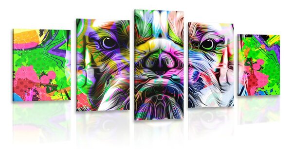 5-delna slika pop-art buldog