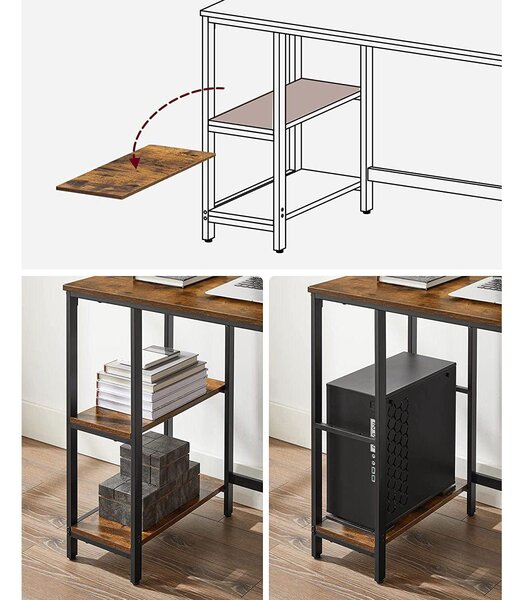 Pisalna miza, Računalniška miza z levo ali desno polico 100 x 75 x 50 cm | VASAGLE