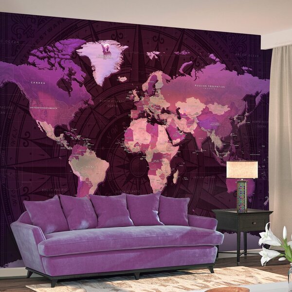 Samolepilna fototapeta - Purple World Map