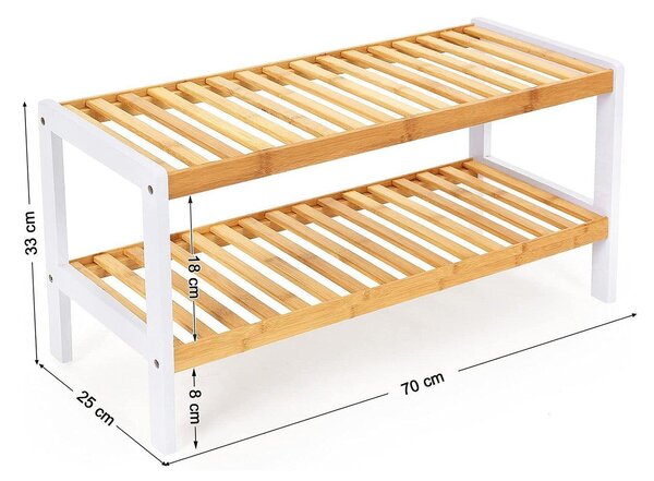 Dvonadstropno stojalo za čevlje iz bambusa, polica za shranjevanje | SONGMICS