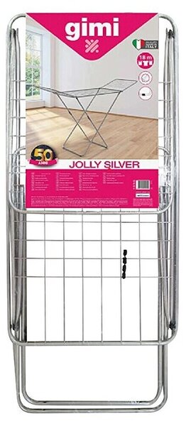 Gimi Zložljivo stojalo za sušenje perila Jolly (Dolžina vrvi za perilo: 18 m, Srebrna)