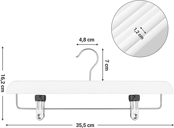 Komplet 8 obešalnikov za krila in hlače, bel | SONGMICS