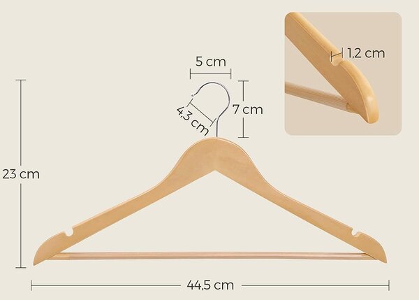 Javorjevi obešalniki 44,5 cm 50 kos | SONGMICS