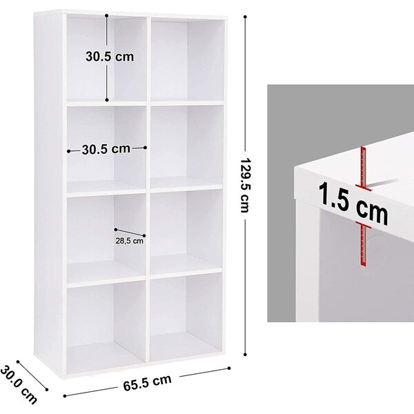 Knjižna polica za shranjevanje 8 kock 65,5 x 30 x 129,5 cm | VASAGLE