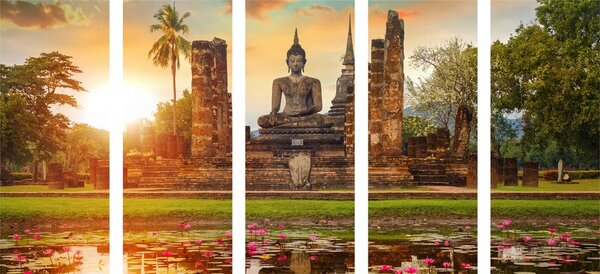 5-delna slika kip Bude v parku Sukhothai