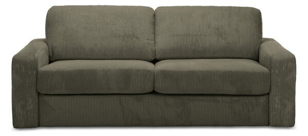 Kaki zelena raztegljiva sedežna garnitura iz rebrastega žameta 195 cm Nona – Makamii