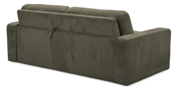 Kaki zelena raztegljiva sedežna garnitura iz rebrastega žameta 195 cm Nona – Makamii