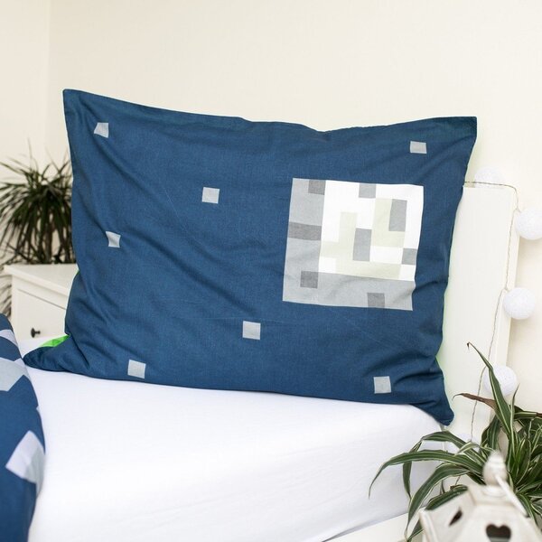 Zeleno-modra enojna bombažna otroška posteljnina 140x200 cm Minecraft "Sssleep Tight" – Jerry Fabrics
