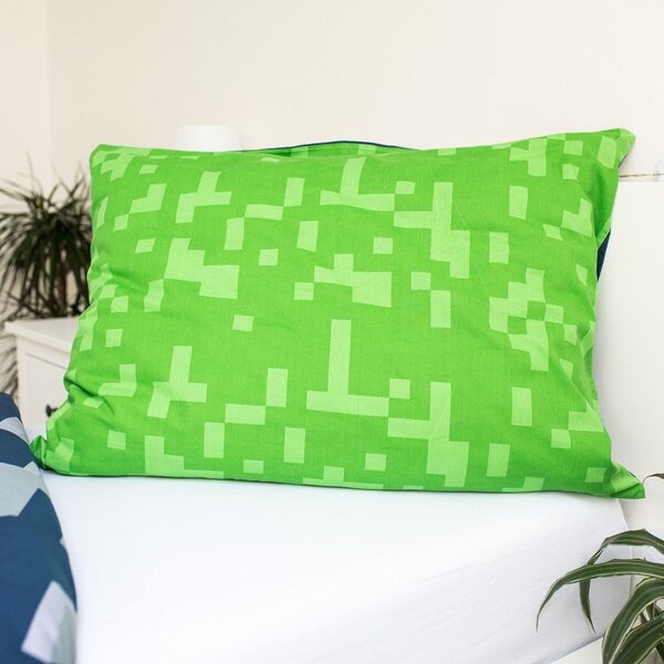 Zeleno-modra enojna bombažna otroška posteljnina 140x200 cm Minecraft "Sssleep Tight" – Jerry Fabrics
