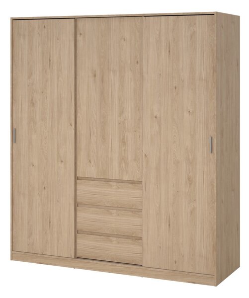 Garderobna omara v hrastovem dekorju z drsnimi vrati 177x200x60 cm Naia – Tvilum
