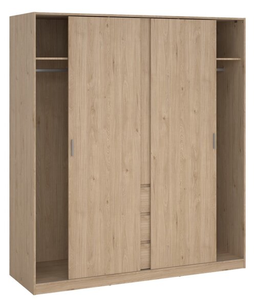 Garderobna omara v hrastovem dekorju z drsnimi vrati 177x200x60 cm Naia – Tvilum