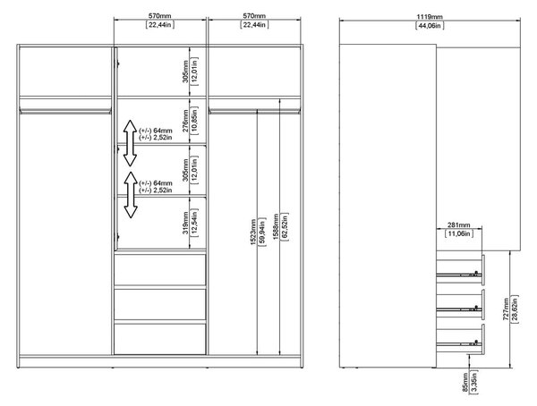 Garderobna omara v hrastovem dekorju z drsnimi vrati 177x200x60 cm Naia – Tvilum