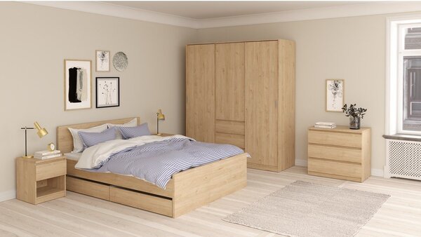 Garderobna omara v hrastovem dekorju z drsnimi vrati 177x200x60 cm Naia – Tvilum
