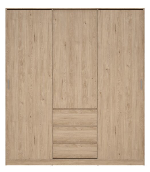 Garderobna omara v hrastovem dekorju z drsnimi vrati 177x200x60 cm Naia – Tvilum