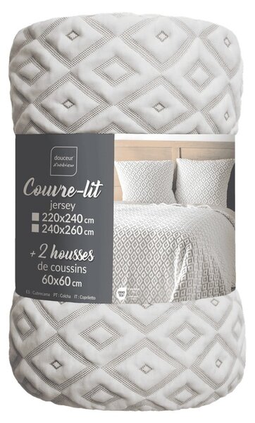 Belo-bež komplet pregrinjala in prevleke za vzglavnik iz jerseyja 240x260 cm Joana – douceur d'intérieur