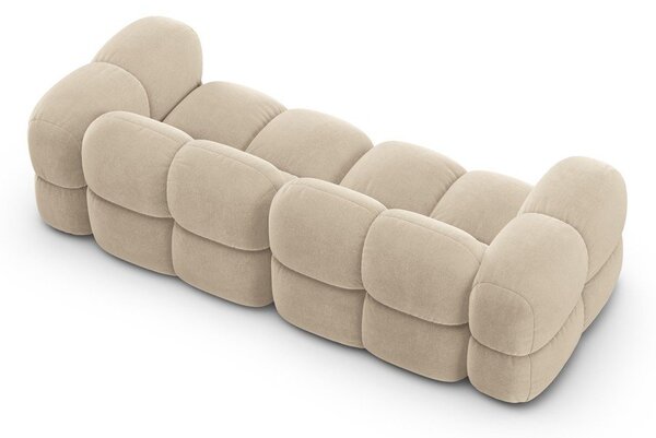 Bež žametna sedežna garnitura 250 cm Loretto – Cosmopolitan Design