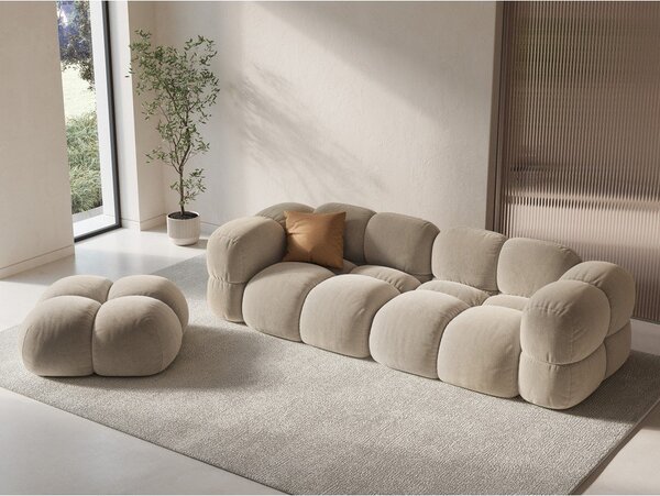Bež žametna sedežna garnitura 250 cm Loretto – Cosmopolitan Design