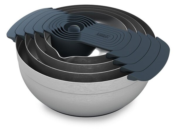 Sijajno srebrne sklede v kompletu 9 ks Nest 100 Collection – Joseph Joseph