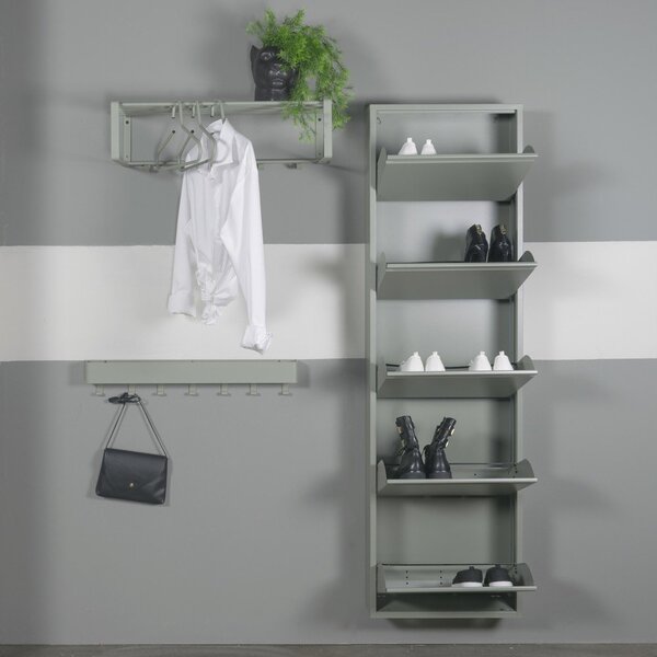 Prašno zelena kovinska preklopna omarica za čevlje 50x169x15 cm Billy – Spinder Design
