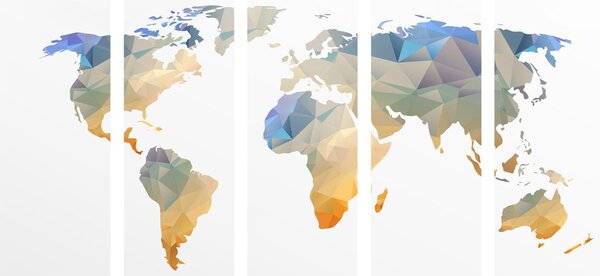 5-delna slika poligonalni zemljevid sveta