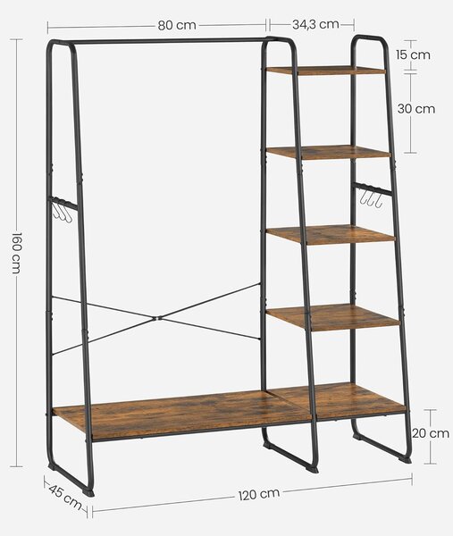 Stojalo za oblačila, stojalo za čevlje, vintage rjava/črna | VASAGLE