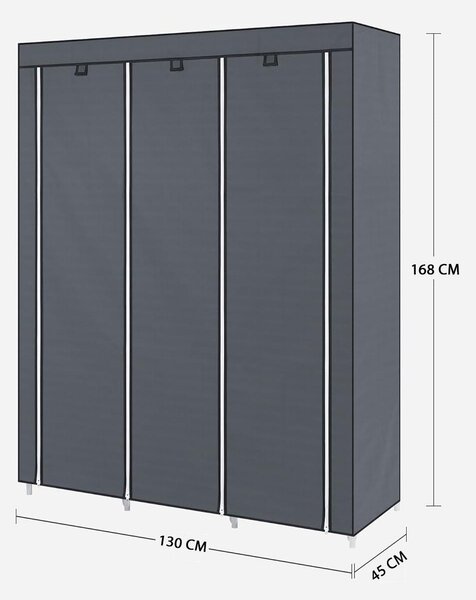 Mobilna garderobna omara, 130 x 45 x 168 cm, siva | SONGMICS