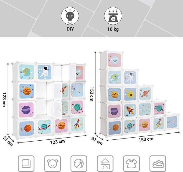 Shramba za 15 kock, omarica za organizatorje iger, 153 x 31 x 153 cm | SONGMICS