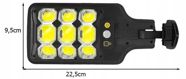 Solarna aku. 63 LED COB cestna svetilka s sezorjem gibanja in mraka + daljinec