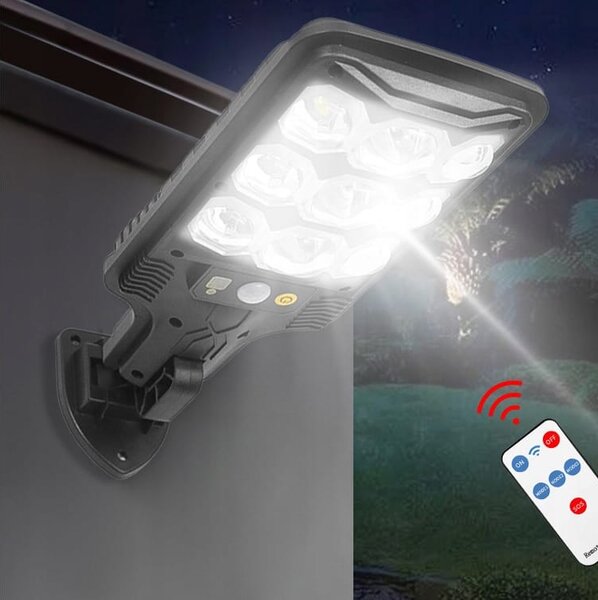 Solarna aku. 63 LED COB cestna svetilka s sezorjem gibanja in mraka + daljinec