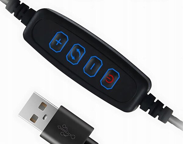 LED spiralna namizna svetilka 3 barve svetlobe USB črna
