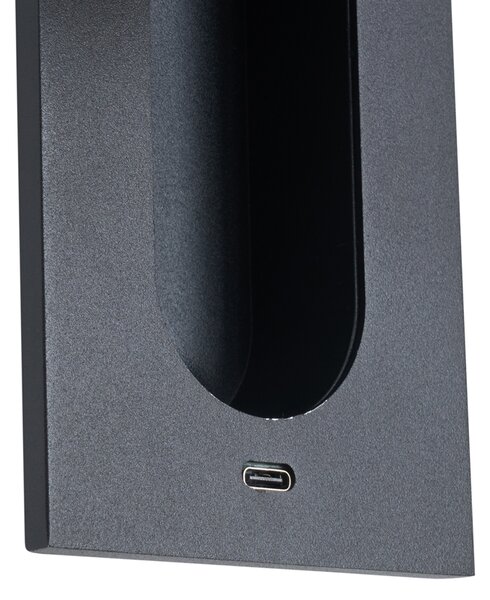 Moderna stenska svetilka črna vklj. LED in USB-C priključek - Hilton
