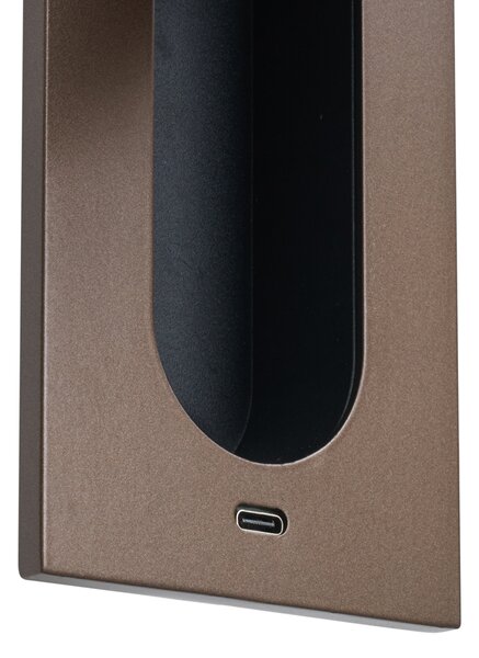 Moderna stenska svetilka temno bronasta vklj. LED in USB-C priključek - Hilton