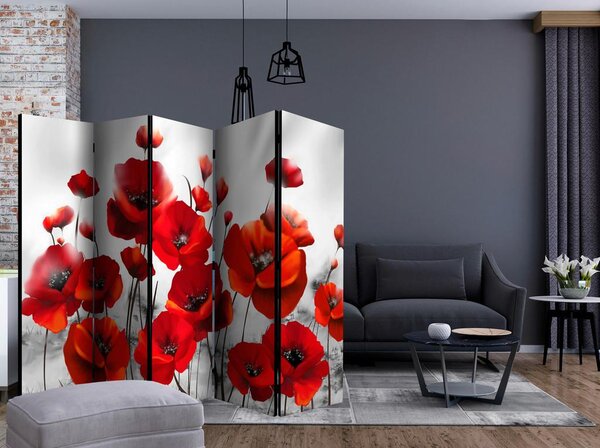 Artgeist Paravan Poppies, 5-Delni, Dvostranski