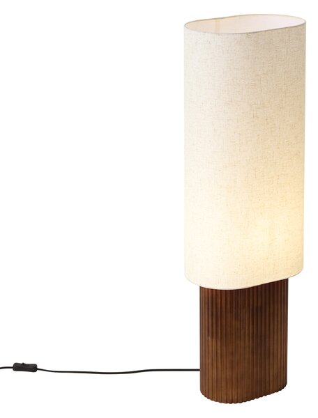 Japandi vloerlamp walnoot hout met stoffen kap 90cm - Lamel