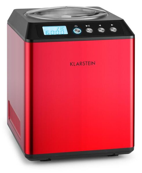 Klarstein Vanilla Sky, 180W, rdeča, aparat za izdelavo sladoleda, nerjaveče jeklo, 2L