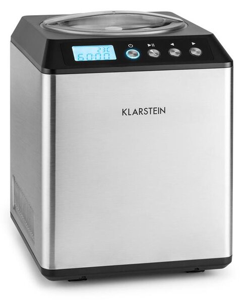 Klarstein Vanilla Sky, 180W, srebrna, aparat za izdelavo sladoleda, nerjaveče jeklo, 2L