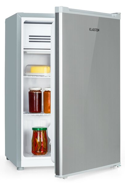 Klarstein Delaware, hladilnik, E, 75 litrov, 4-litrski zamrzovalni predal, kompresija, srebrna/siva
