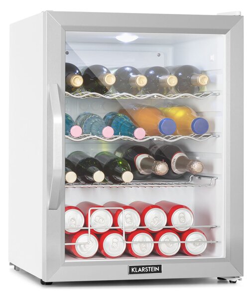 Klarstein Beersafe XL Crystal White, hladilnik, D, 60 l, LED, steklena vrata, bela/srebrna