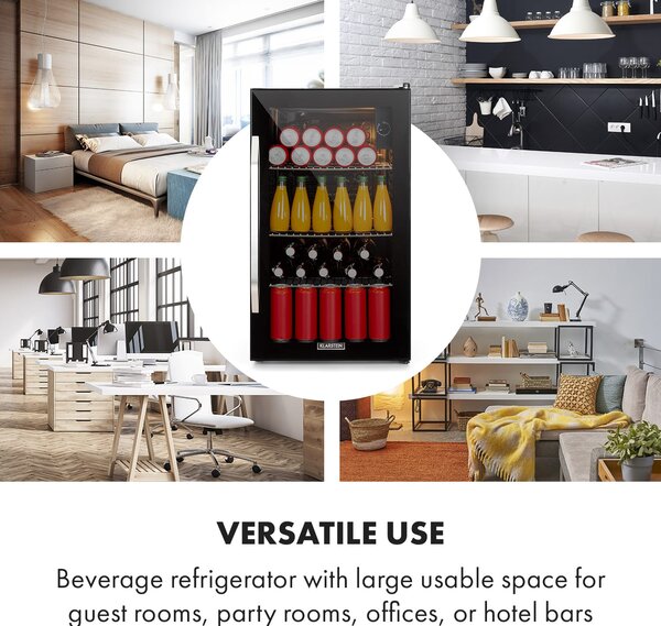 Klarstein Beersafe XXL Onyx, hladilnik, C, tri kovinske rešetke, steklena vrata, onyx