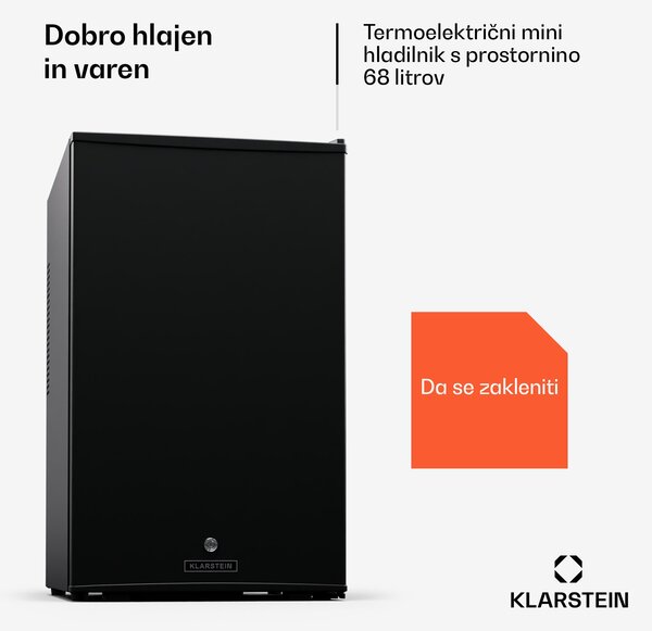 Klarstein Matterhorn 68, mini hladilnik, 68 litrov, 35 dB, kompakten, z možnostjo zaklepanja