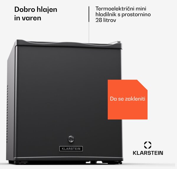 Klarstein Matterhorn 28, mini hladilnik, 28 litrov, 35 dB, kompakten, z možnostjo zaklepanja